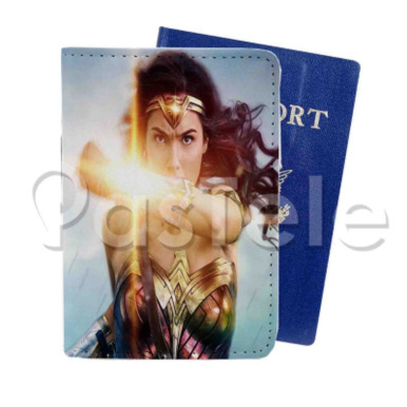 wonder woman Custom Personalized PU Leather Passport Travel Baggage Cover