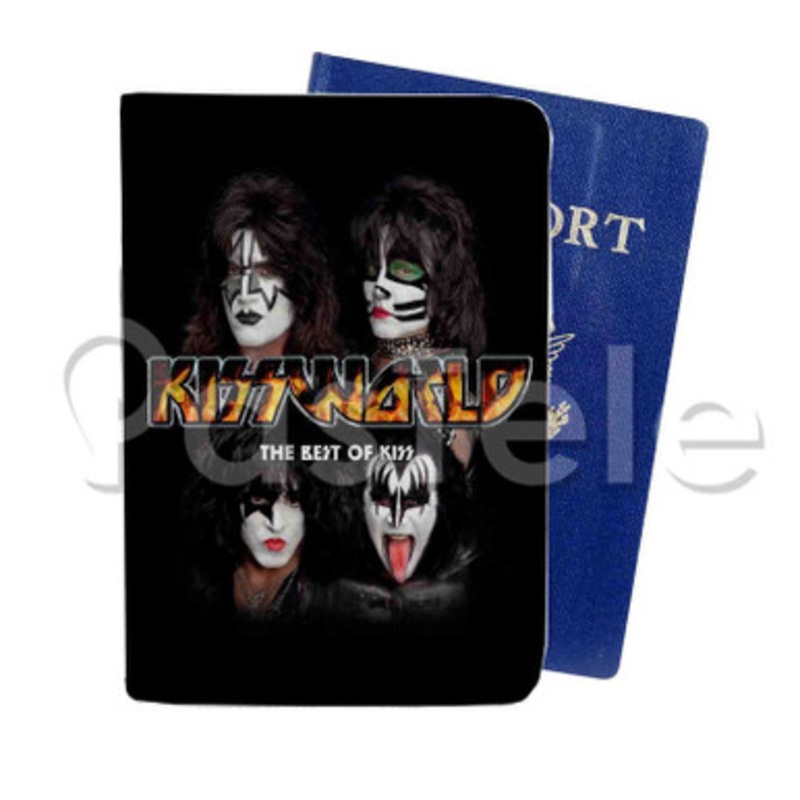 Kiss Kissworld Custom Personalized PU Leather Passport Travel Baggage Cover