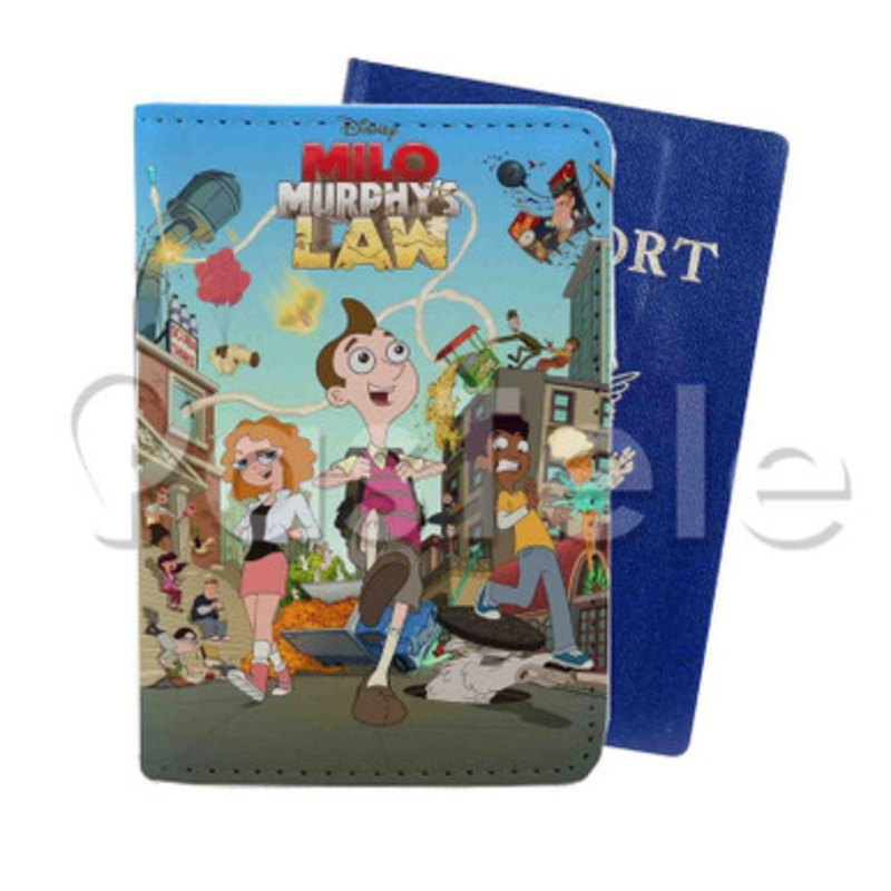 Milo Murphy s Law Custom Personalized PU Leather Passport Travel Baggage Cover