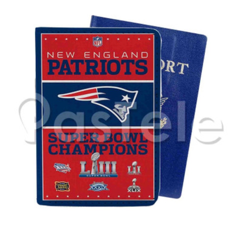 NFL New England Patriots Champions Custom Personalized PU Leather Passport Travel Baggage Cover
