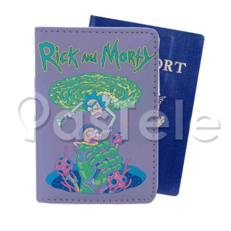 Rick And Morty Portal Custom Personalized PU Leather Passport Travel Baggage Cover