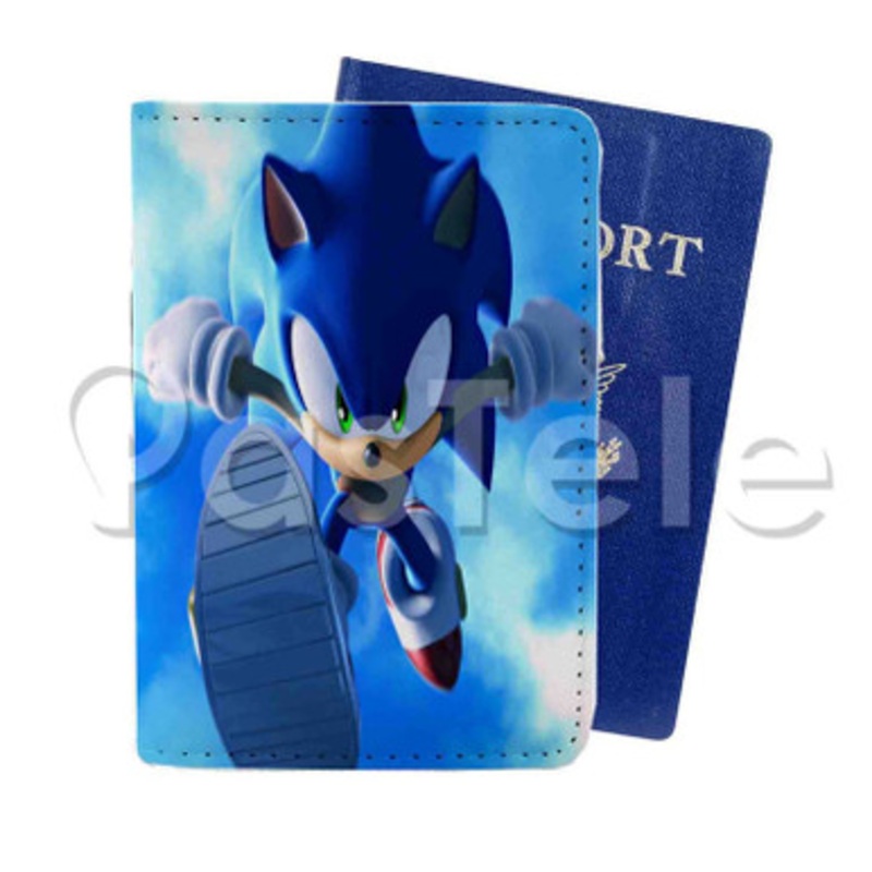 sonic hedgehog Custom Personalized PU Leather Passport Travel Baggage Cover