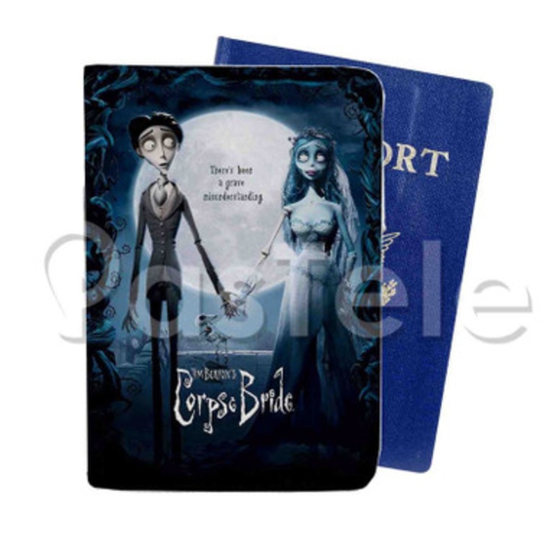 Tim Burton s The Corpse Bride Custom Personalized PU Leather Passport Travel Baggage Cover