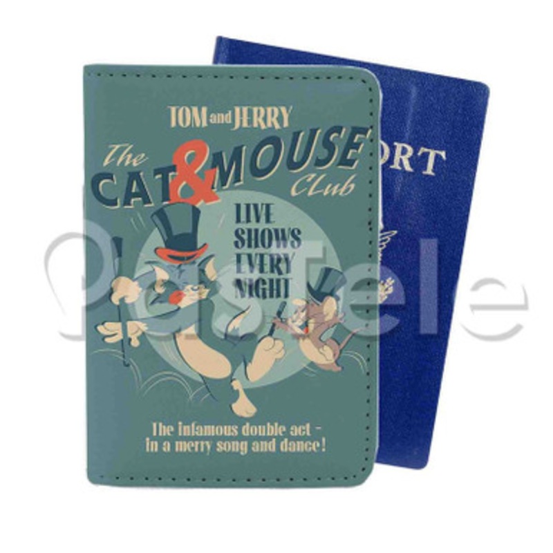 Tom and Jerry Cat and Mouse Club Custom Personalized PU Leather Passport Travel Baggage Cover