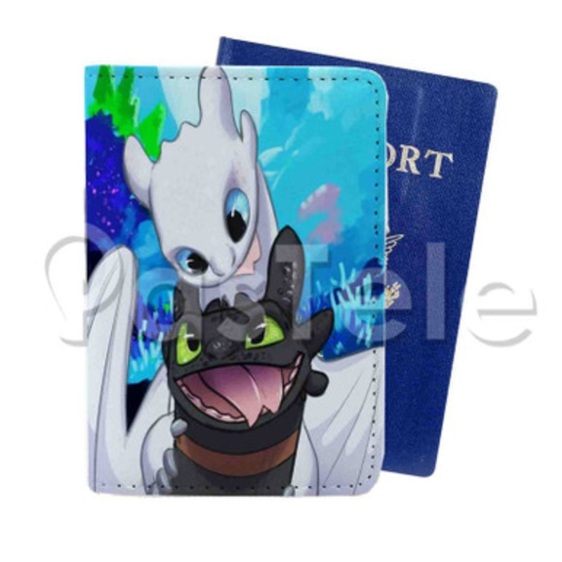Toothless and Lightfury Custom Personalized PU Leather Passport Travel Baggage Cover