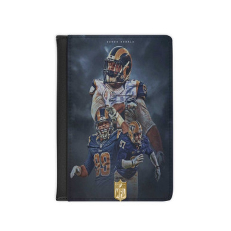 Pastele Aaron Donald LA Rams Leather Custom Passport Cover Accessory Gift for Traveler Card Holder and Credit Card ID Holder
