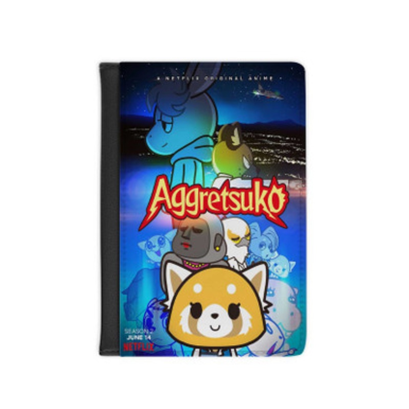 Pastele Aggretsuko season 2 Leather Custom Passport Cover Accessory Gift for Traveler Card Holder and Credit Card ID Holder