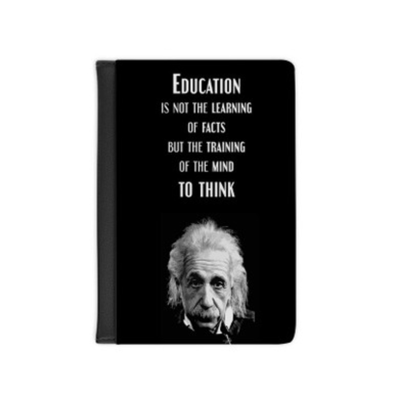 Pastele Albert Einstein Education Quotes Leather Custom Passport Cover Accessory Gift for Traveler Card Holder and Credit Card ID Holder