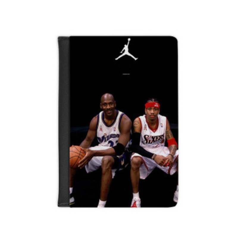 Pastele Allen Iverson Michael Jordan Leather Custom Passport Cover Accessory Gift for Traveler Card Holder and Credit Card ID Holder