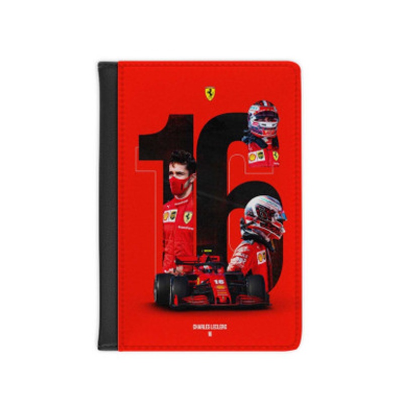Pastele Charles Leclerc F1 Ferrari Leather Custom Passport Cover Accessory Gift for Traveler Card Holder and Credit Card ID Holder