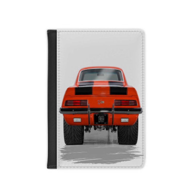 Pastele Chevrolet Camaro Z28 Big Foot Leather Custom Passport Cover Accessory Gift for Traveler Card Holder and Credit Card ID Holder