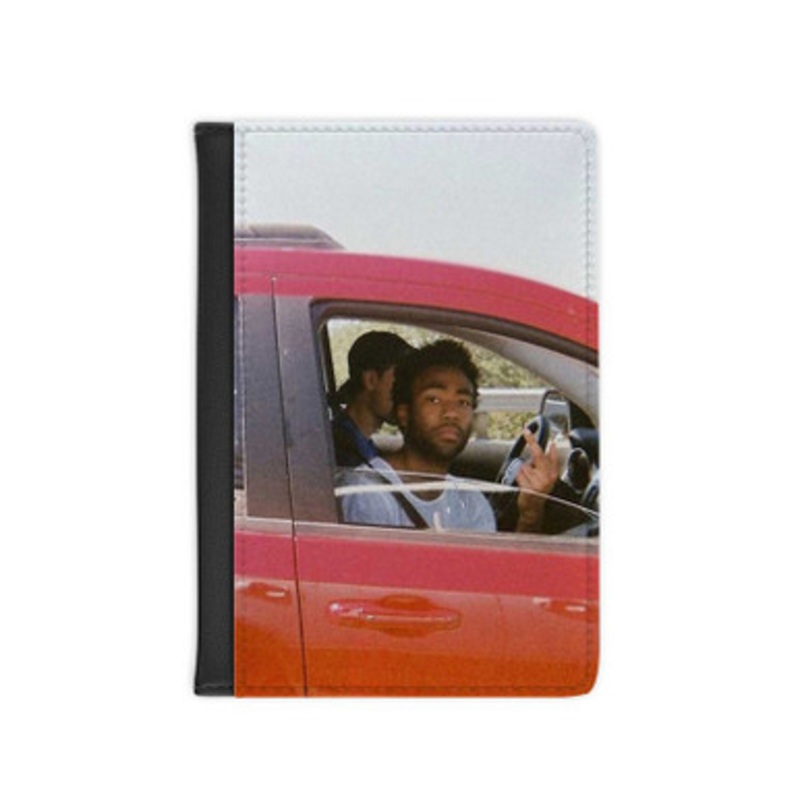 Pastele Childish Gambino In Car Leather Custom Passport Cover Accessory Gift for Traveler Card Holder and Credit Card ID Holder