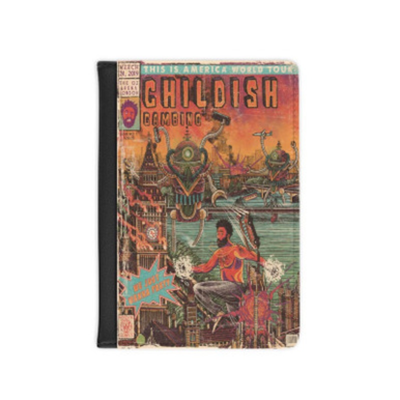 Pastele Childish Gambino This Is America Word Tour Leather Custom Passport Cover Accessory Gift for Traveler Card Holder and Credit Card ID Holder