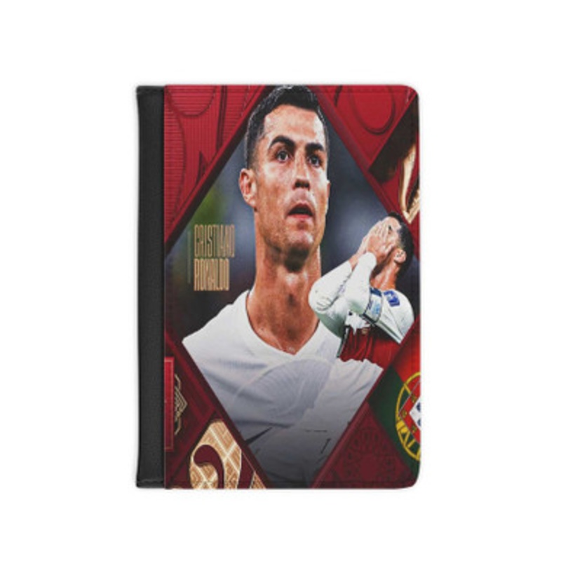 Pastele Cristiano Ronaldo Leather Custom Passport Cover Accessory Gift for Traveler Card Holder and Credit Card ID Holder