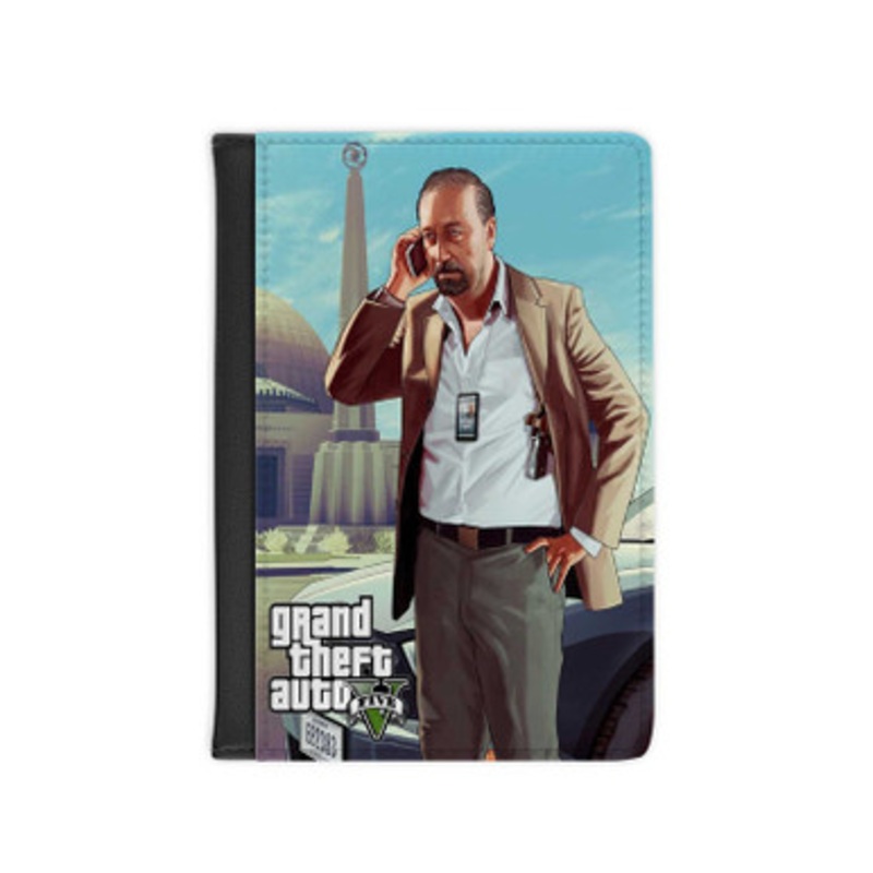 Pastele Dave Norton Grand Theft Auto V Leather Custom Passport Cover Accessory Gift for Traveler Card Holder and Credit Card ID Holder