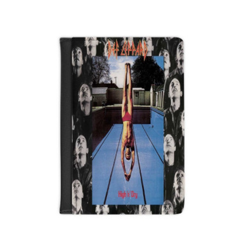 Pastele Def Leppard High n Dry 1981 Leather Custom Passport Cover Accessory Gift for Traveler Card Holder and Credit Card ID Holder