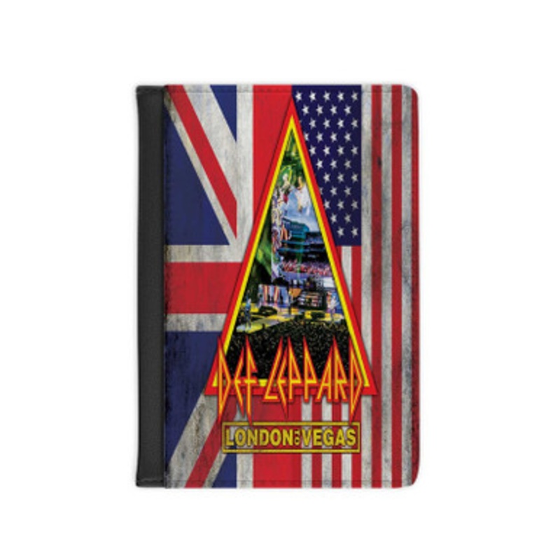 Pastele Def Leppard London to Vegas 2020 Leather Custom Passport Cover Accessory Gift for Traveler Card Holder and Credit Card ID Holder