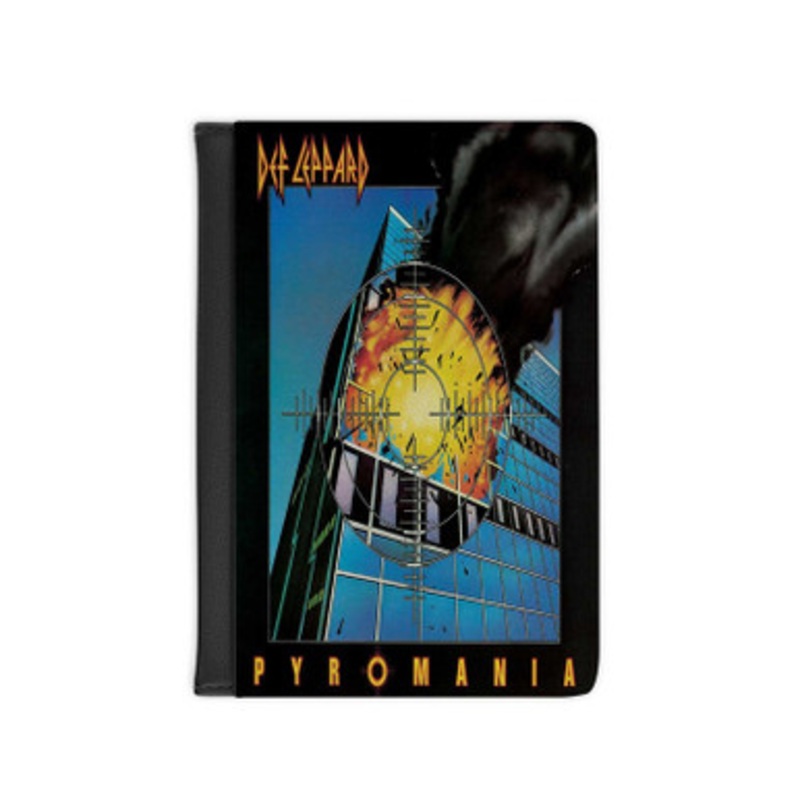 Pastele Def Leppard Pyromania 1983 Leather Custom Passport Cover Accessory Gift for Traveler Card Holder and Credit Card ID Holder