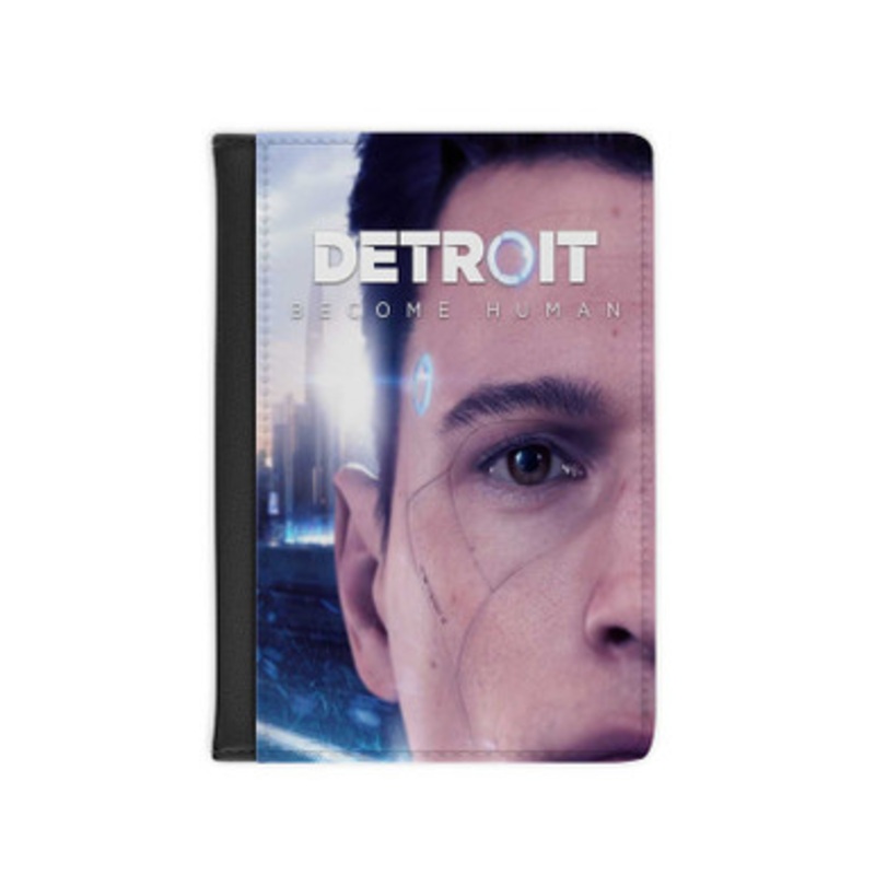 Pastele Detroit Become Human Leather Custom Passport Cover Accessory Gift for Traveler Card Holder and Credit Card ID Holder