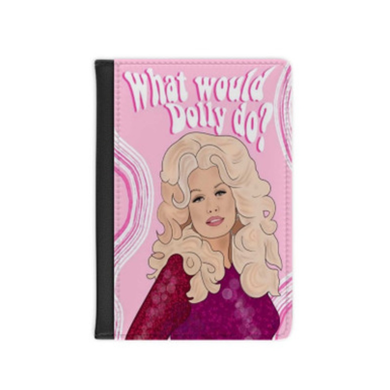 Pastele Dolly Parton What Would Dolly Do Leather Custom Passport Cover Accessory Gift for Traveler Card Holder and Credit Card ID Holder