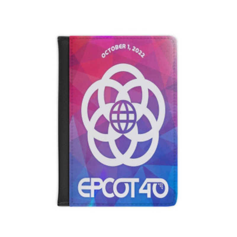 Pastele Epcot 40th Leather Custom Passport Cover Accessory Gift for Traveler Card Holder and Credit Card ID Holder