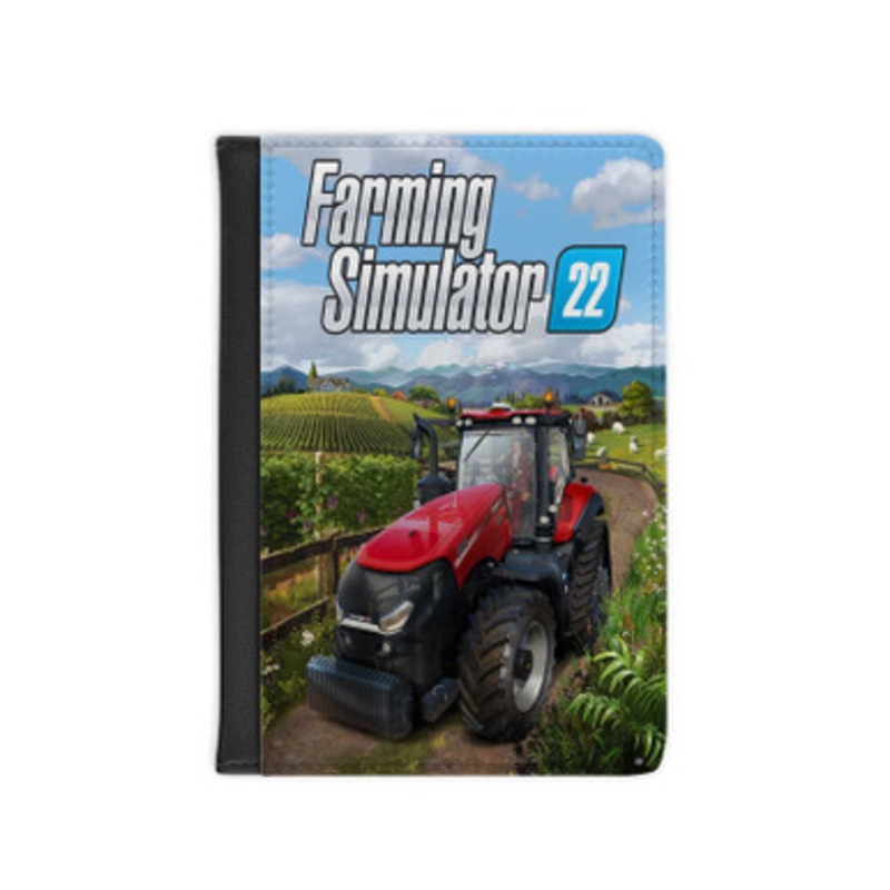 Pastele Farming Simulator 22 Leather Custom Passport Cover Accessory Gift for Traveler Card Holder and Credit Card ID Holder