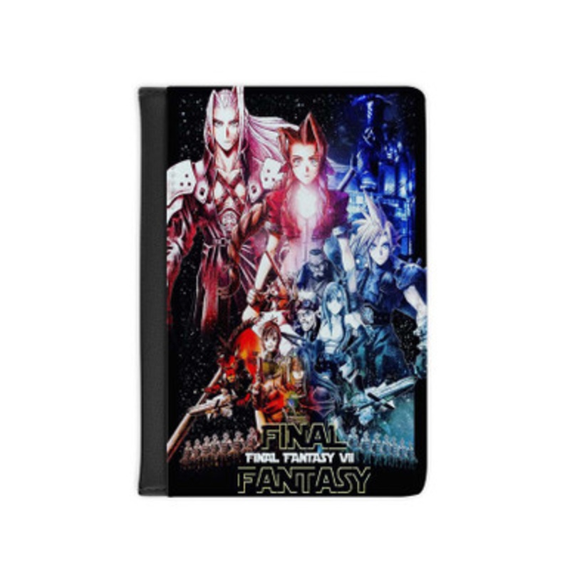 Pastele Final Fantasy VII Star Wars Leather Custom Passport Cover Accessory Gift for Traveler Card Holder and Credit Card ID Holder