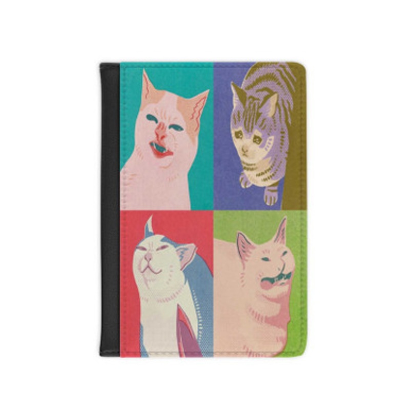 Pastele Four Meme Cats of the Apocalypse Leather Custom Passport Cover Accessory Gift for Traveler Card Holder and Credit Card ID Holder