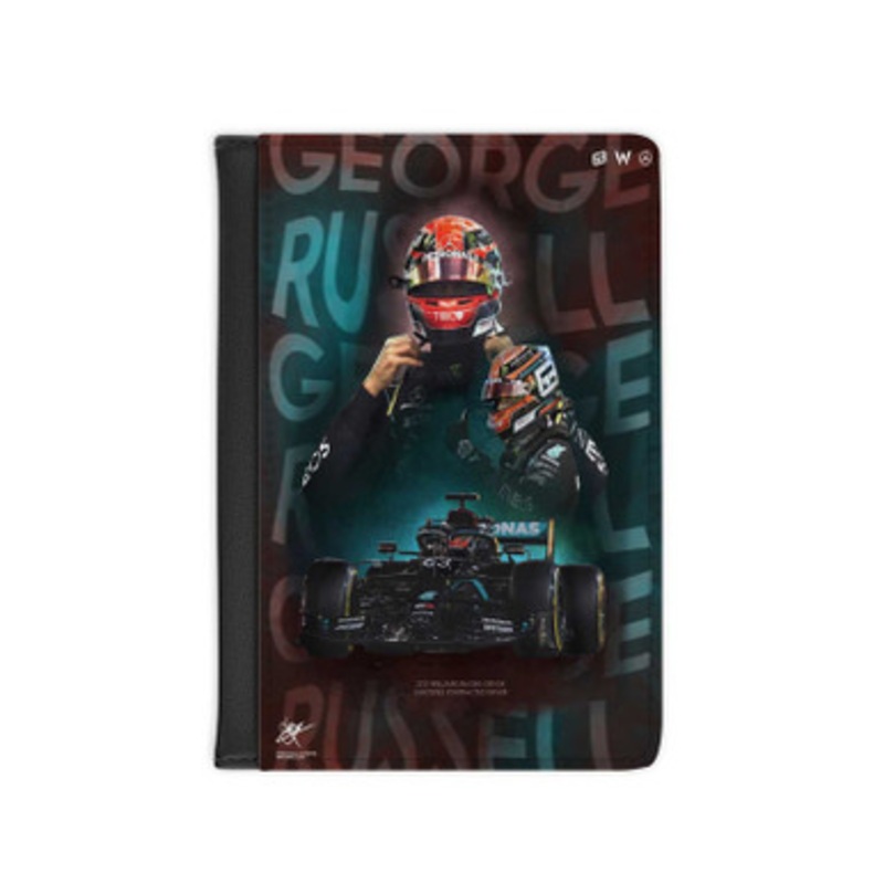 Pastele George Russell F1 Leather Custom Passport Cover Accessory Gift for Traveler Card Holder and Credit Card ID Holder