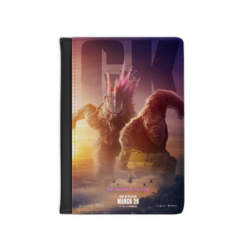 Pastele Godzilla x Kong The New Empire Leather Custom Passport Cover Accessory Gift for Traveler Card Holder and Credit Card ID Holder