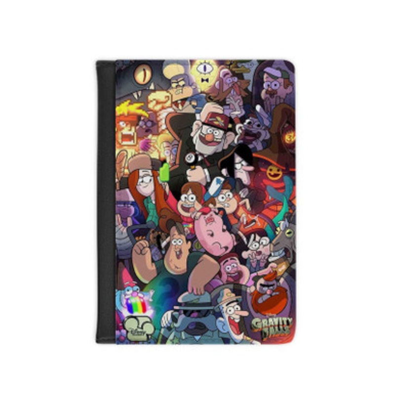 Pastele Gravity Fall Characters Leather Custom Passport Cover Accessory Gift for Traveler Card Holder and Credit Card ID Holder