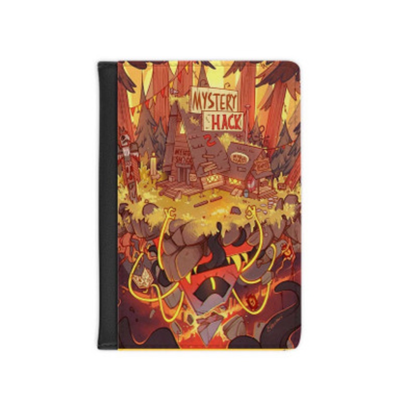 Pastele Gravity Falls Mystery Hack Leather Custom Passport Cover Accessory Gift for Traveler Card Holder and Credit Card ID Holder
