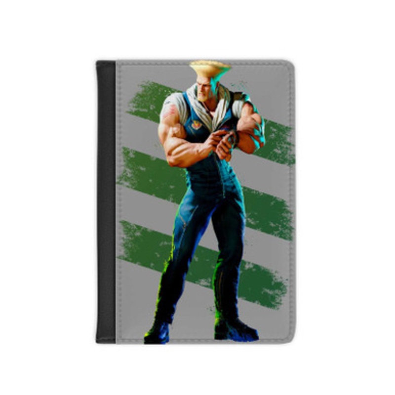 Pastele Guile Street Fighter 6 Leather Custom Passport Cover Accessory Gift for Traveler Card Holder and Credit Card ID Holder