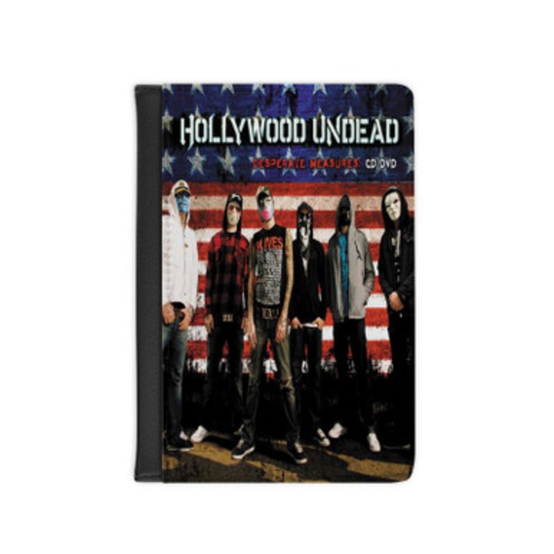Pastele Hollywood Undead Desperate Measures Leather Custom Passport Cover Accessory Gift for Traveler Card Holder and Credit Card ID Holder