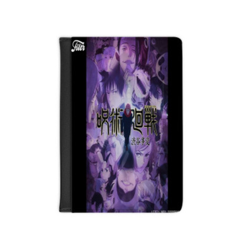 Pastele Jujutsu Kaisen Leather Custom Passport Cover Accessory Gift for Traveler Card Holder and Credit Card ID Holder