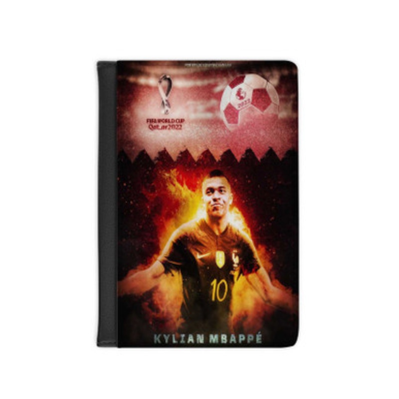 Pastele Kylian Mbappe Leather Custom Passport Cover Accessory Gift for Traveler Card Holder and Credit Card ID Holder
