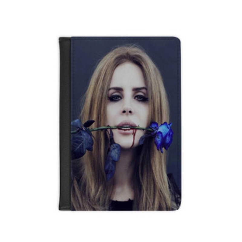 Pastele Lana Del Rey Blue Rose Leather Custom Passport Cover Accessory Gift for Traveler Card Holder and Credit Card ID Holder