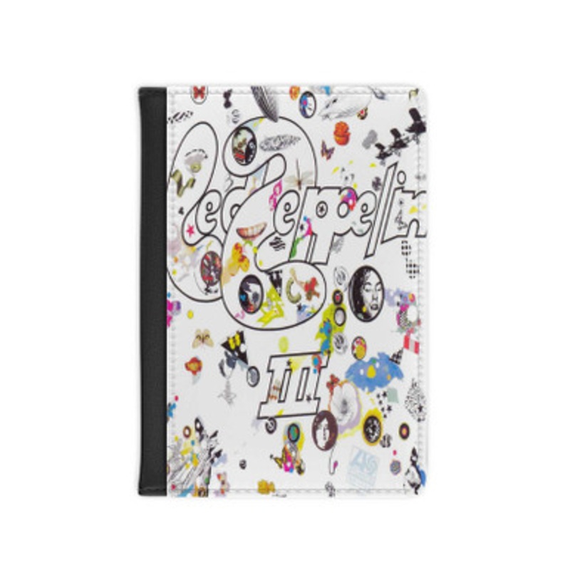 Pastele Led Zeppelin III 1970 Leather Custom Passport Cover Accessory Gift for Traveler Card Holder and Credit Card ID Holder