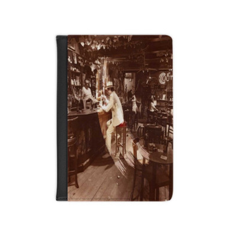 Pastele Led Zeppelin In Through the Out Door 1979 Leather Custom Passport Cover Accessory Gift for Traveler Card Holder and Credit Card ID Holder