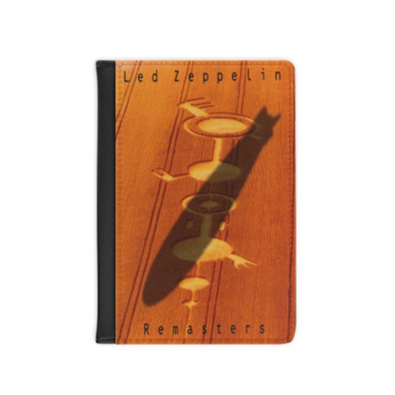 Pastele Led Zeppelin Remasters 1990 Leather Custom Passport Cover Accessory Gift for Traveler Card Holder and Credit Card ID Holder