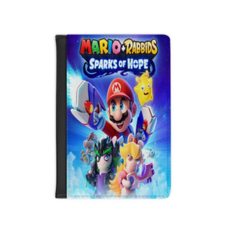 Pastele Mario Rabbids Sparks of Hope Leather Custom Passport Cover Accessory Gift for Traveler Card Holder and Credit Card ID Holder
