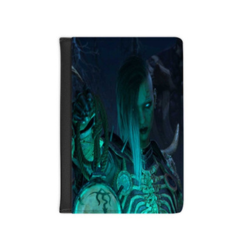 Pastele Necromancer Diablo IV Leather Custom Passport Cover Accessory Gift for Traveler Card Holder and Credit Card ID Holder