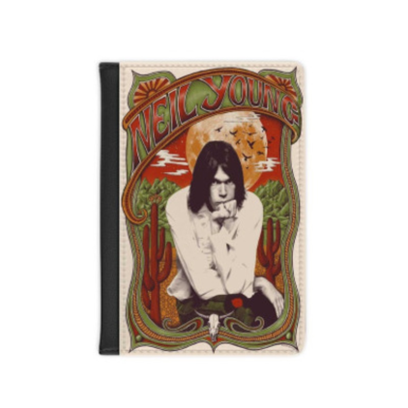 Pastele Neil Young Main Edition Leather Custom Passport Cover Accessory Gift for Traveler Card Holder and Credit Card ID Holder