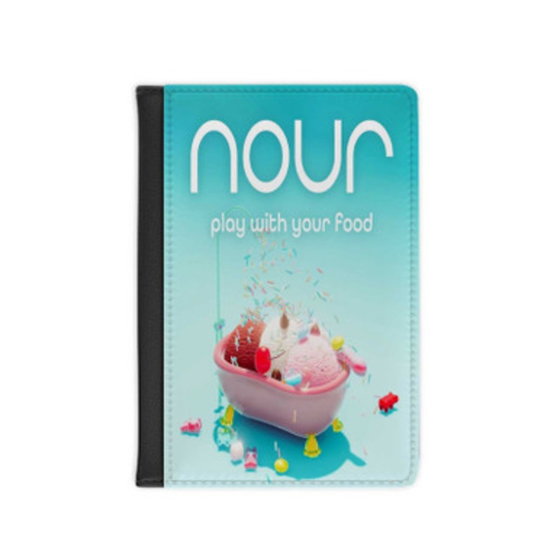 Pastele Nour Play With Your Food Leather Custom Passport Cover Accessory Gift for Traveler Card Holder and Credit Card ID Holder