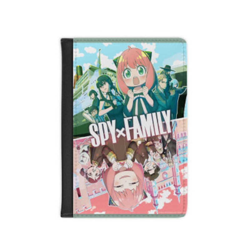 Pastele Spy X Family Season 2 Leather Custom Passport Cover Accessory Gift for Traveler Card Holder and Credit Card ID Holder