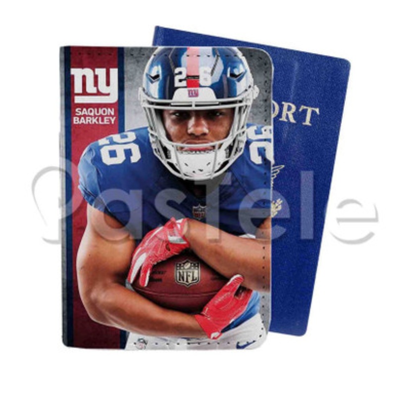 Saquon Barkley NFL New York Giants Custom Personalized PU Leather Passport Travel Baggage Cover