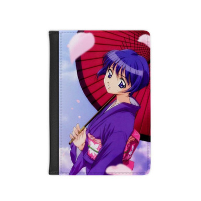 Pastele Ai Yori Aoshi Leather Custom Passport Cover Accessory Gift for Traveler Card Holder and Credit Card ID Holder