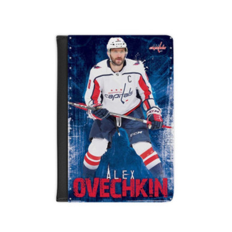 Pastele Alexander Ovechkin Washington Capitals Leather Custom Passport Cover Accessory Gift for Traveler Card Holder and Credit Card ID Holder