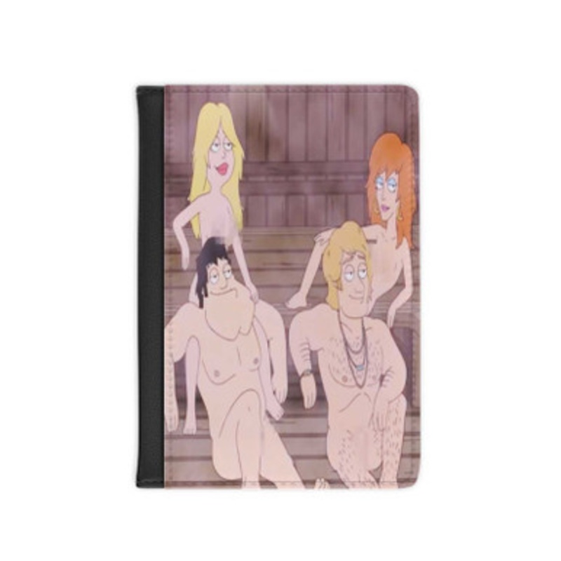 Pastele American Dad Cartoon Leather Custom Passport Cover Accessory Gift for Traveler Card Holder and Credit Card ID Holder