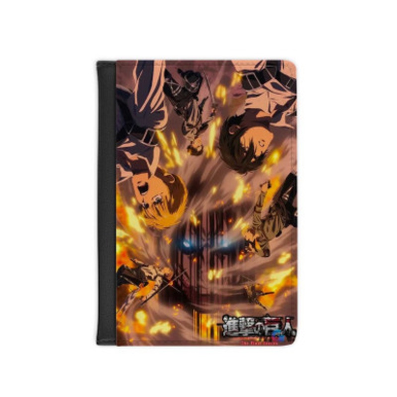 Pastele Attack on Titan Final Season Leather Custom Passport Cover Accessory Gift for Traveler Card Holder and Credit Card ID Holder